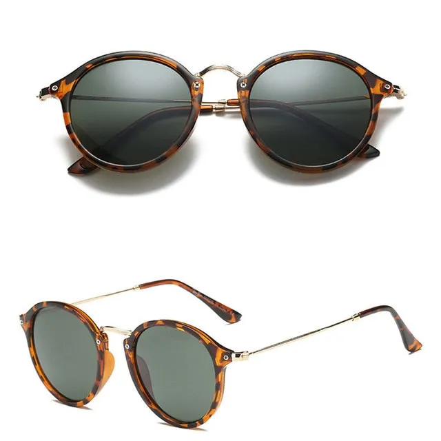 Alloy Framed Resin Lenses Retro Round Sunglasses